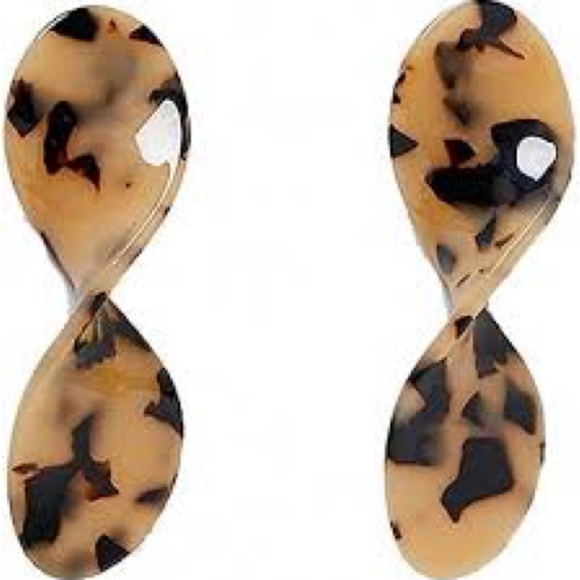 Zara Spiral Beige Black Earrings Tortoise Shell Earrings - Picture 2 of 6